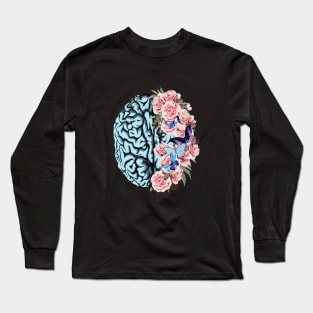 Butterflies  Blue Brain and pink roses, Positivity, Health, Mental, Depression, Anxiety, Mental Iliness Long Sleeve T-Shirt